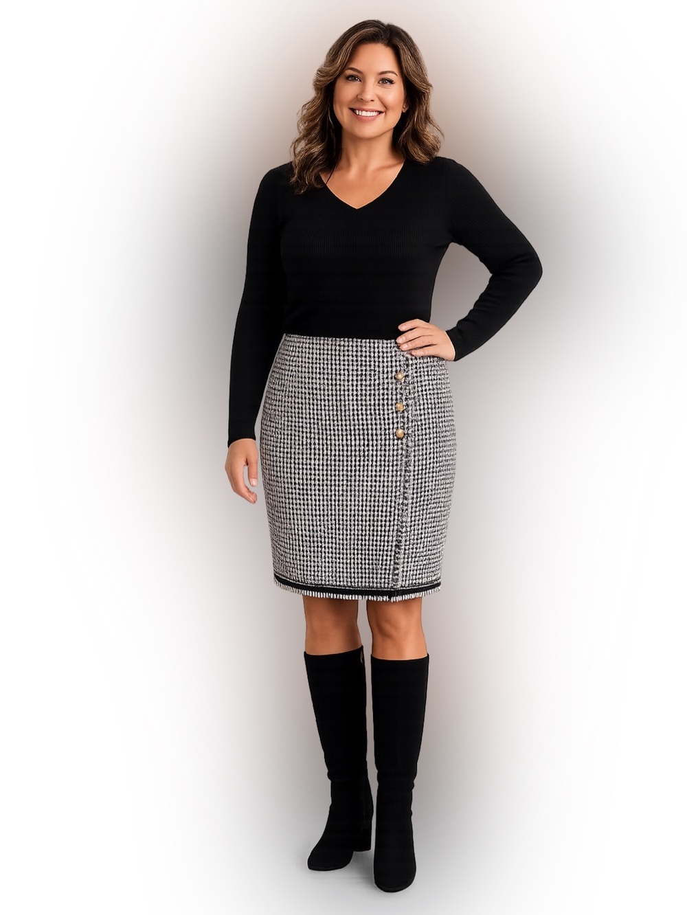 Talbots plus size tweed skirt in Houndstooth womens Size 16 Petite